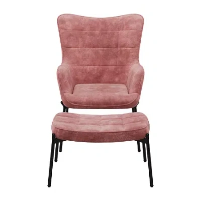 Corliving Charlotte Tufted Upholstered Wingback Chair In Pink