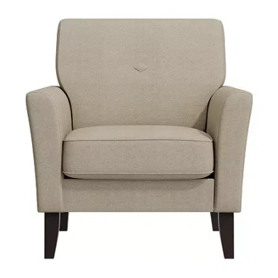 Handy Living Alex Transitional Flared Arm Accent Chair In Velour In Sand