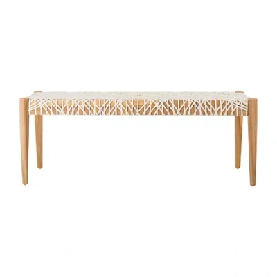 Safavieh Bandelier Leather Weave Bench In White