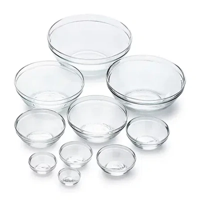 Duralex Gigone 10-pc. Glass Mixing Bowl Set In White