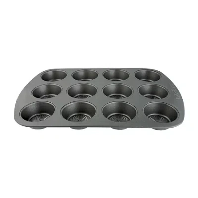 Taste Of Home 12-cup Non-stick Metal Muffin Pan In Gray
