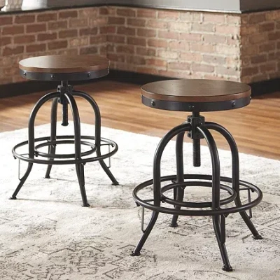 Signature Design By Ashley Valebeck Counter Height Bar Stool-set Of 2 In Brown
