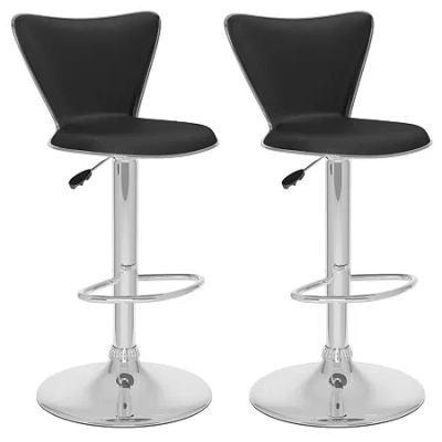 Corliving Curved Back Adjustable Bar Stools- Set Of 2 In Black