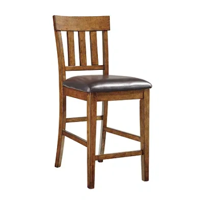 Signature Design By Ashley Essex Set Of 2 Counter Height Upholstered Bar Stools In Brown