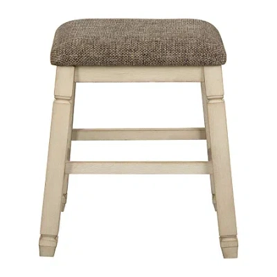 Signature Design By Ashley Valdine Collection 2-pc. Counter Height Upholstered Bar Stool In White