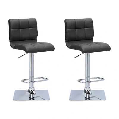 Corliving Bonded Leather Upholstered Bar Stool - Set Of 2 In Black