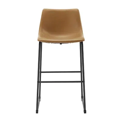 Walker Edison 2-pc. Faux Leather Kitchen Barstools In Brown