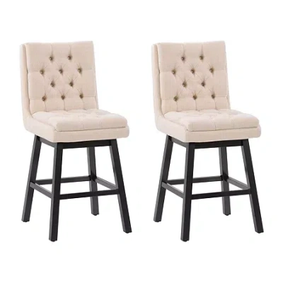 Corliving Boston Dining Collection 2-pc. Upholstered Tufted Bar Stool In Sand