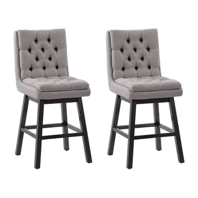 Corliving Boston Dining Collection 2-pc. Upholstered Tufted Bar Stool In Gray