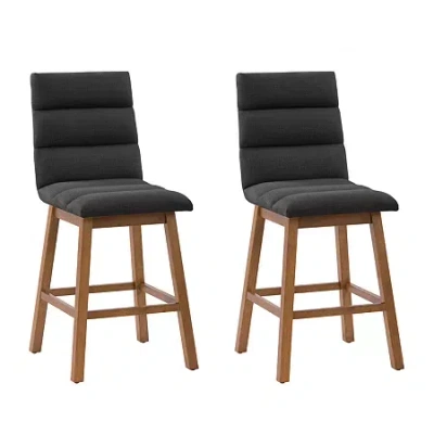 Corliving Boston Dining Collection 2-pc. Upholstered Tufted Bar Stool In Gray