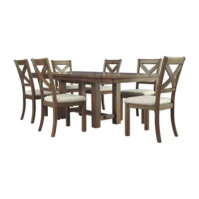 Signature Design By Ashley Kavarna 7-piece Dining Set In Brown