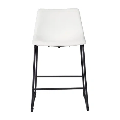 Signature Design By Ashley Collins 2-pc. Counter Height Upholstered Bar Stool In White