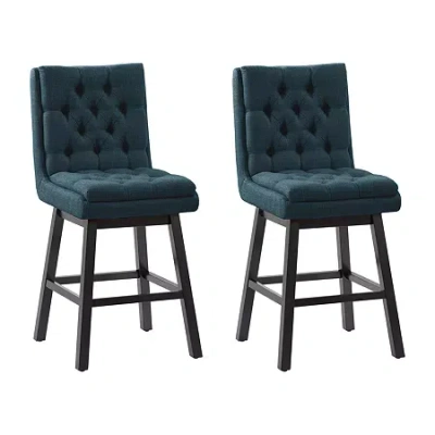 Corliving Boston Dining Collection 2-pc. Upholstered Tufted Bar Stool In Blue