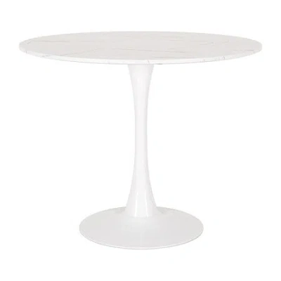 Corliving Round Wood-top Dining Table In White