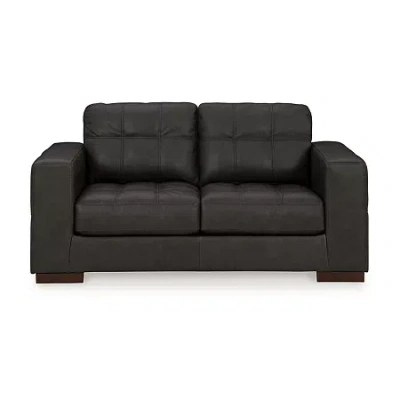 Signature Design By Ashley Luigi Leather Loveseat In Black