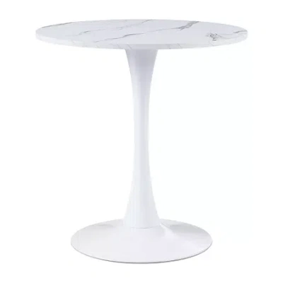 Corliving Ivo Round Wood-top Dining Table In White