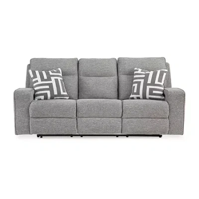 Signature Design By Ashley Biscoe Power Reclining Sofa In Gray