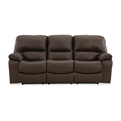 Signature Design By Ashley Leesworth Dual Power Leather Reclining Sofa In Brown