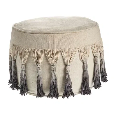 Lr Home Levi Handmade Cotton Medium Pouf Ombre Ottoman In Sand