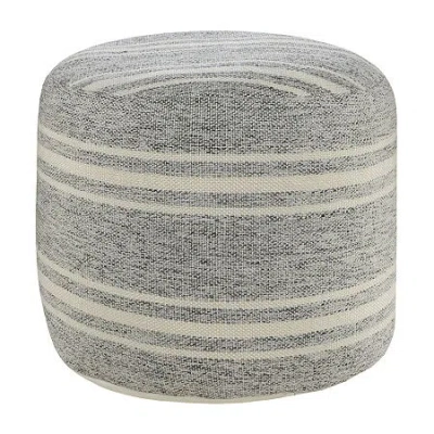 Lr Home Bora Handmade Polyester Medium Pouf Striped Ottoman In Gray