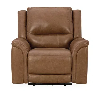 Signature Design By Ashley Trasimeno Dual Power Leather Recliner In Brown