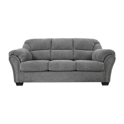 Signature Design By Ashley Aldin Pad-arm Sofa In Pewter Gray In Gray