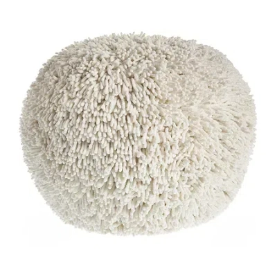 Lr Home Leilani Handmade Cotton Medium Pouf Ottoman In White