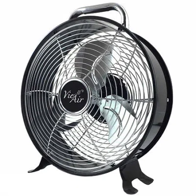Vie Air 12" High Velocity Dual Speed Retro Metal Drum Fan In Black