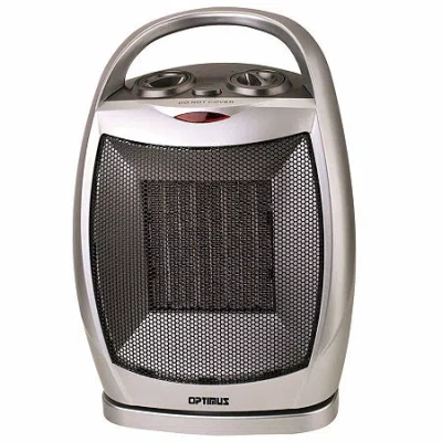 Optimus Portable Oscillating Ceramic Heater With Thermostat In Silver