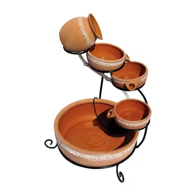 Koolatron Koolscapes Solar-powered 5-tier Terracotta Cascading Fountain In Brown