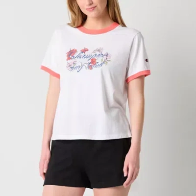 Champion Womens Crew Neck Short Sleeve Active T-shirt In White