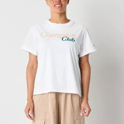 Champion Womens Crew Neck Short Sleeve Regular Fit Graphic T-shirt In White