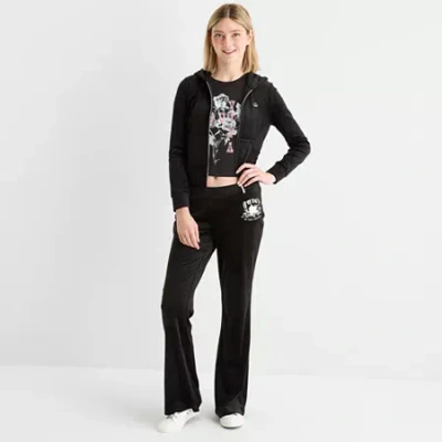 Juicy By Juicy Couture Womens Juniors Flare Mid Rise Track Pant In Black