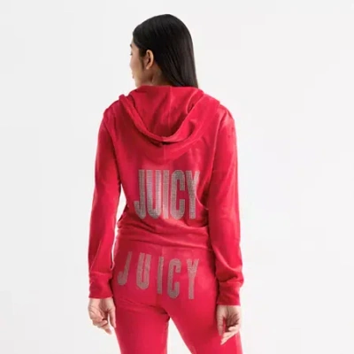 Juicy By Juicy Couture Womens Juniors Hooded Lightweight Track Jacket In Red