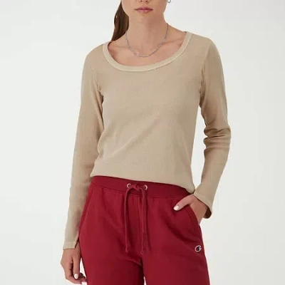 Champion Womens Scoop Neck Long Sleeve Active T-shirt In Neutral
