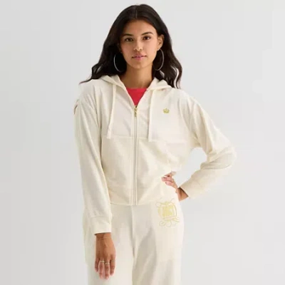 Juicy By Juicy Couture Womens Juniors Hooded Lightweight Track Jacket In Sand
