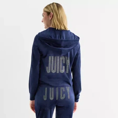 Juicy By Juicy Couture Womens Juniors Hooded Lightweight Track Jacket In Blue
