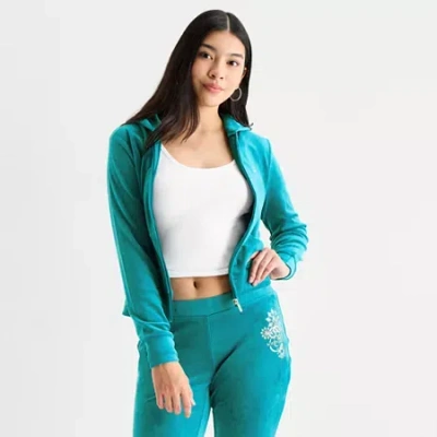 Juicy By Juicy Couture Womens Juniors Hooded Lightweight Track Jacket In Green
