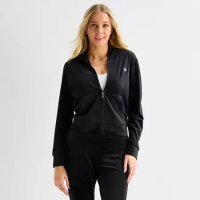 Juicy By Juicy Couture Womens Juniors Hooded Lightweight Track Jacket In Black