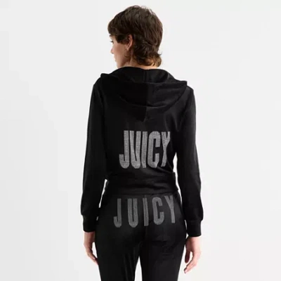 Juicy By Juicy Couture Womens Juniors Hooded Lightweight Track Jacket In Black