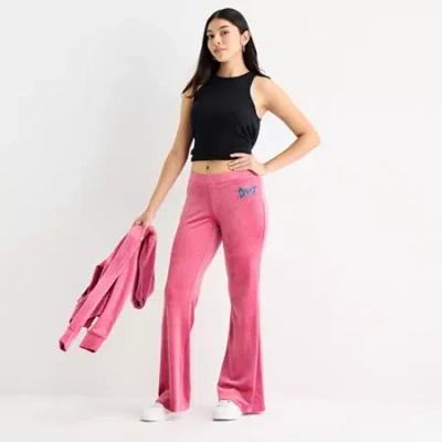 Juicy By Juicy Couture Womens Juniors Flare Mid Rise Track Pant In Pink