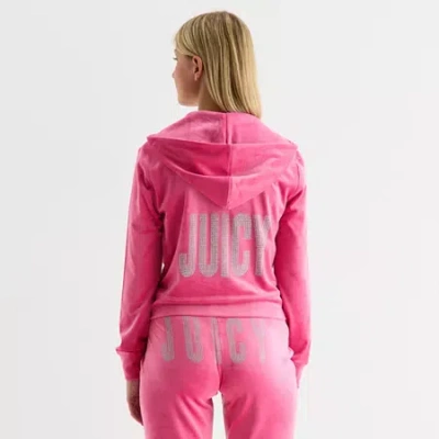 Juicy By Juicy Couture Womens Juniors Hooded Lightweight Track Jacket In Pink