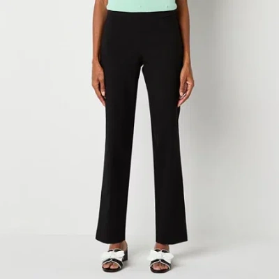 Liz Claiborne Lisa Womens Adaptive Seated Wear Straight Mid Rise Pull-on Pant In Black