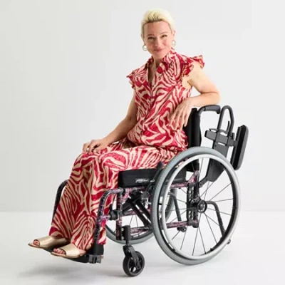 Liz Claiborne Womens Adaptive Easy-on + Easy-off Seated Wear Wide Leg Mid Rise Drawstring Pant In Red