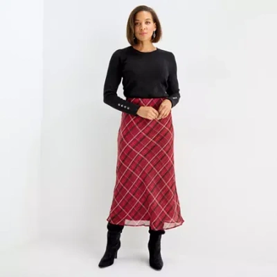 Liz Claiborne Womens Mid Rise Maxi Skirt In Red