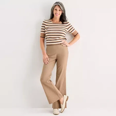 Liz Claiborne Lisa Womens Flare Mid Rise Pull-on Pant In Sand
