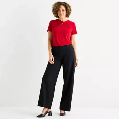 Liz Claiborne Audra Tailored Womens Wide Leg Mid Rise Trouser In Black