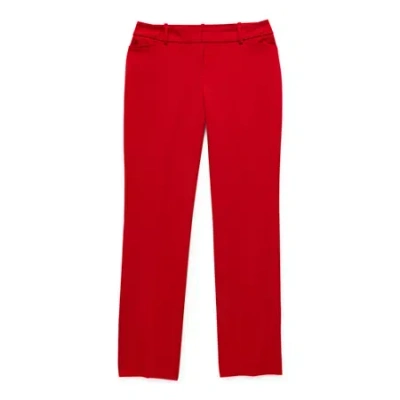 Liz Claiborne Audra Tailored Womens Adaptive Stretch Fabric Easy-on + Easy-off Straight Mid Rise Trouser In Red