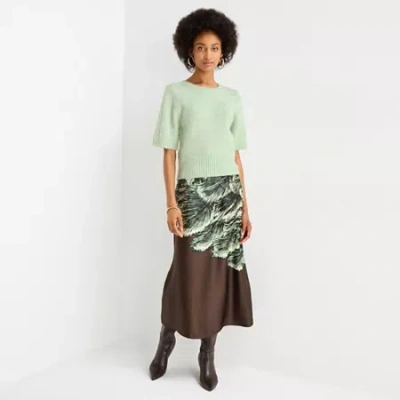 Worthington Womens Midi A-line Skirt In Brown