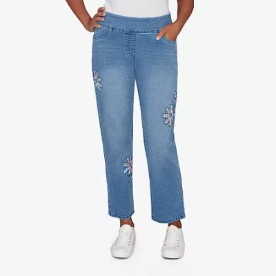 Alfred Dunner Hilton Head Womens Misses Short Stretch Fabric Straight Leg Jean In Blue